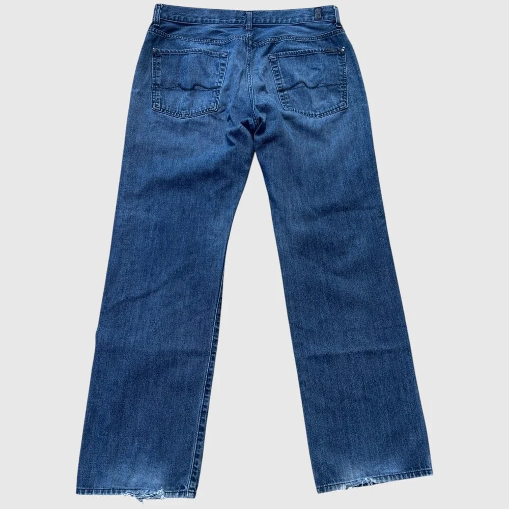 7 For All Mankind Austyn Relaxed Straight Leg Jeans Men's 36 Medium Blue Wash